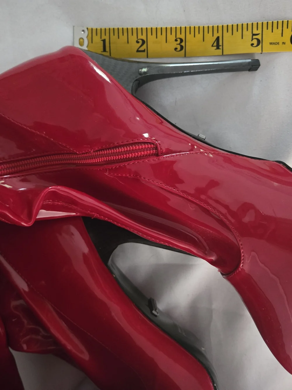 Red Patent Leather Thigh High Boots Stiletto Heel Size 8 Sexy Clubwear OTK Gloss